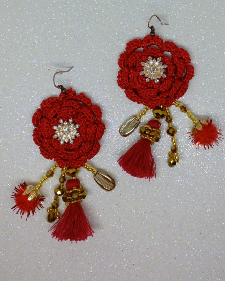 Háčkované  dizajnové náušnice "Ako chutí dizajn"